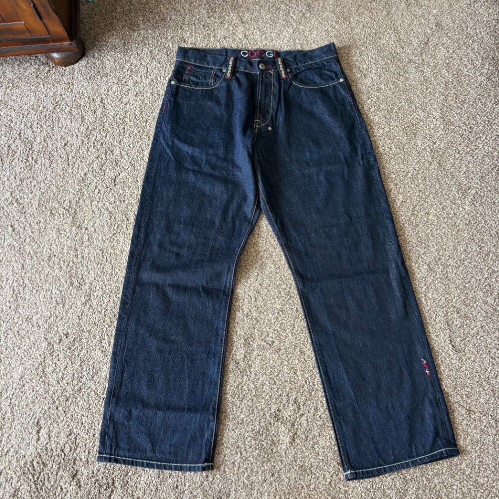 COOGI Mens Jeans Y2K Embroidered Embellished Skater Blue Denim Size 36x34 - Picture 2 of 4